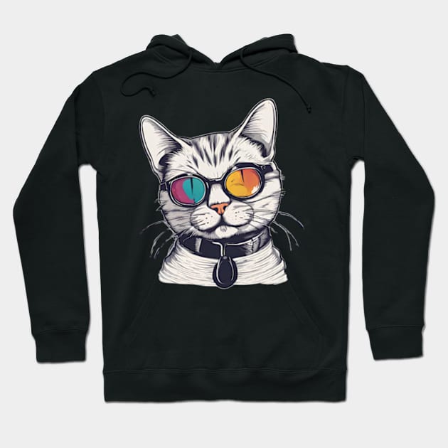 Mr cool cat in a colored glasses Hoodie by badrhijri